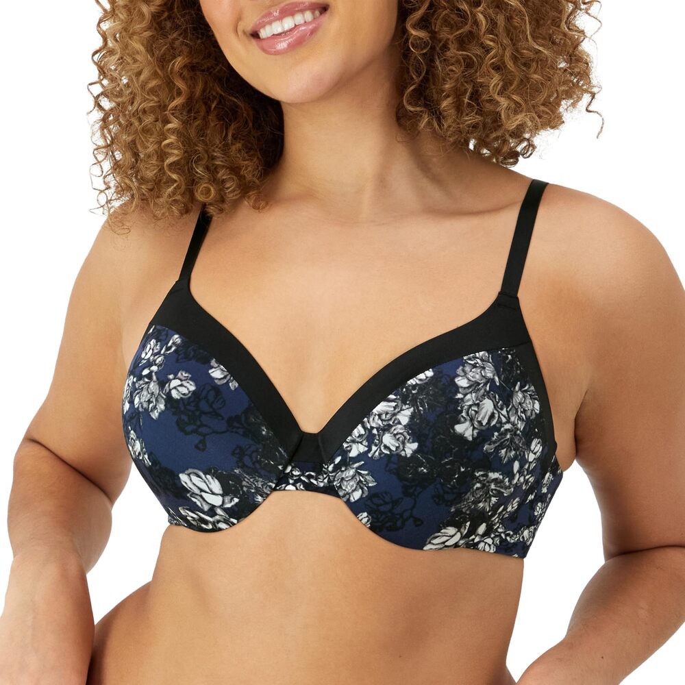 NWT Maidenform Comfort Devotion Extra Coverag Black with Navy Blossoms 36DD